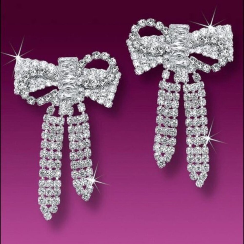 Christian Siriano New York Bow Stones Stud Pierced Earrings